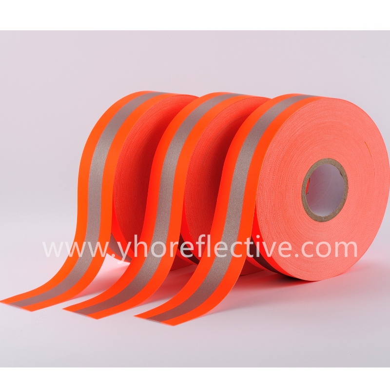 Y-7003 Flame retardant warning tape - Orange-Silver-Orange